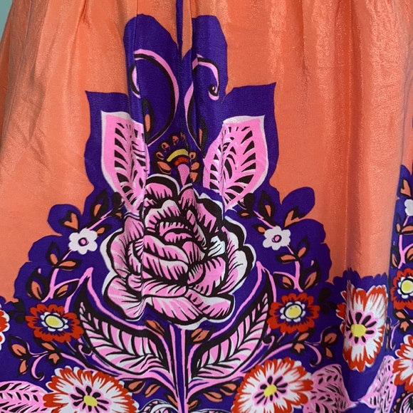 Edme & Esyllte Anthro Phosphorescence Silk Coral Pink Purple Paisley Skirt - 6 - Picture 12 of 12